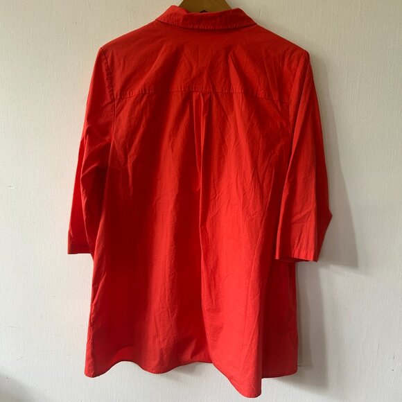 D&Co Orange Blouse Womens Large Button Front Collared 3/4 Sleeves Top - Picture 4 of 4